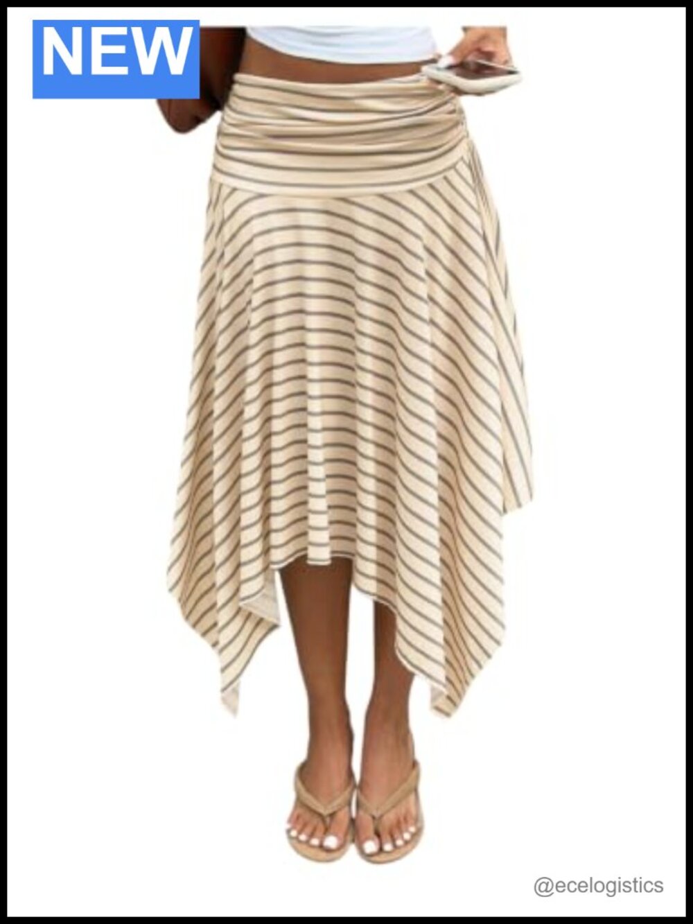Striped Asymmetrical Flowy Maxi Skirt Y2K Foldover